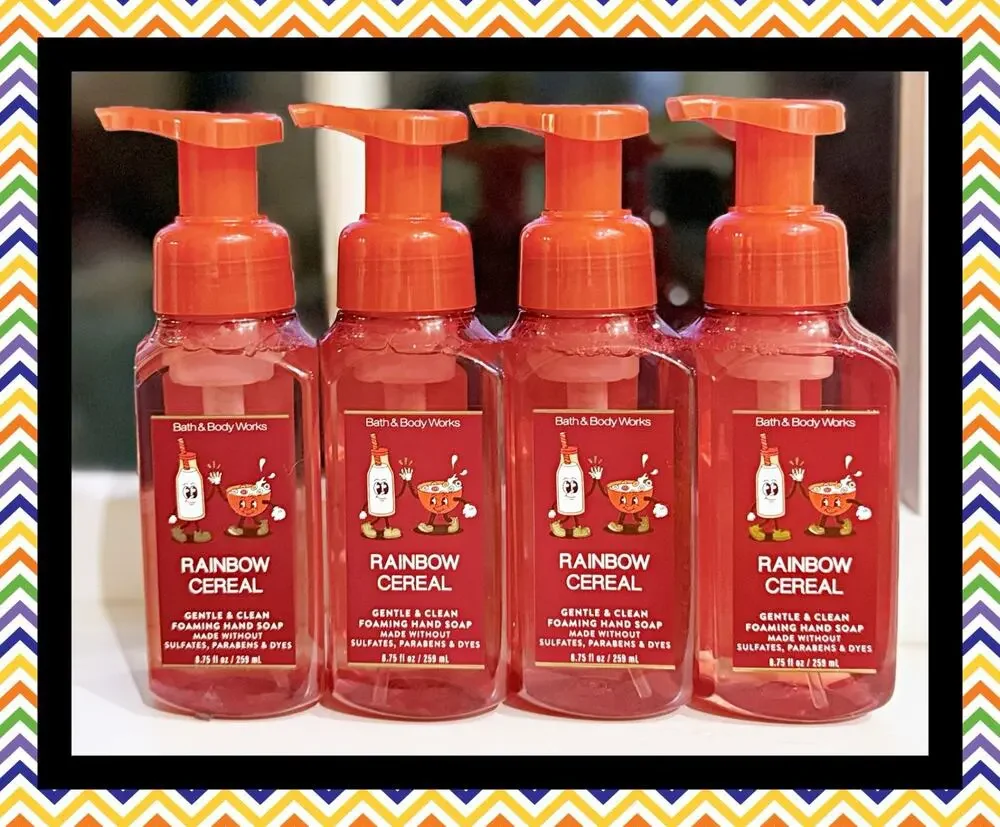 Bath & Body Works 8.75 fl oz Rainbow Cereal Gentle Clean Foaming Hand Soap x4
